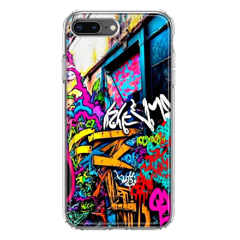 For Apple iPhone 7/8 Plus Urban Graffiti Street Art Painting Design Hybrid Protective Phone Case Cover