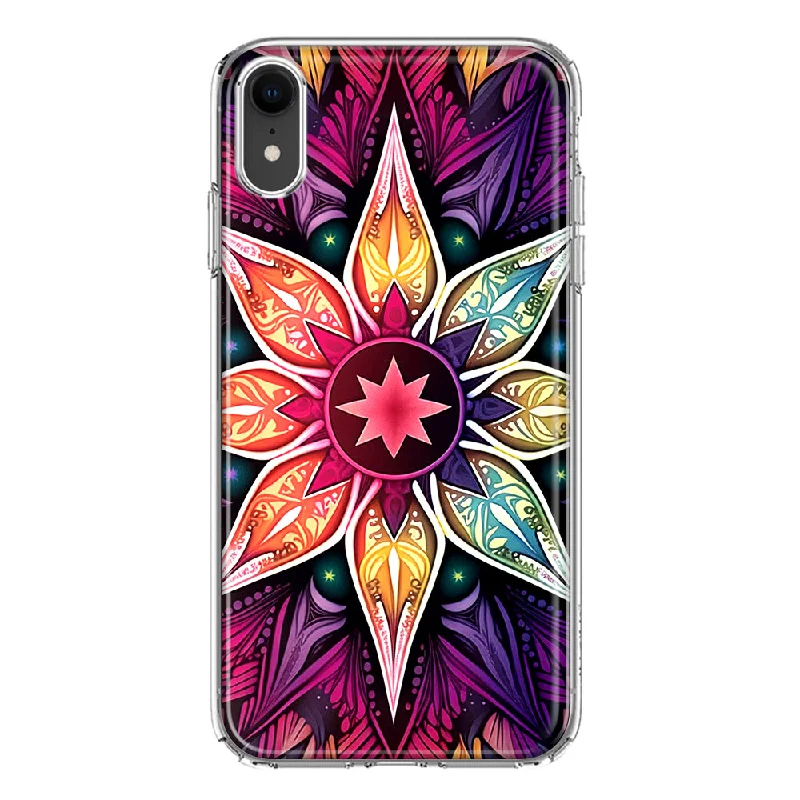 For Apple iPhone XR Mandala Geometry Abstract Star Pattern Design Hybrid Protective Phone Case Cover