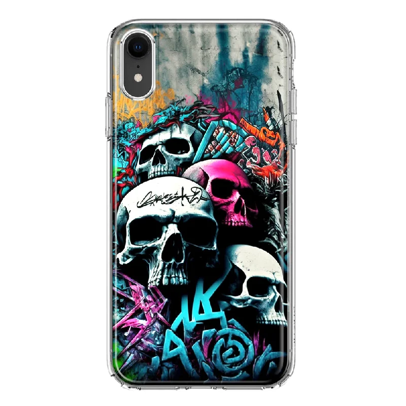 For Apple iPhone XR Skulls Graffiti Painting Art Design Hybrid Protective Phone Case Cover