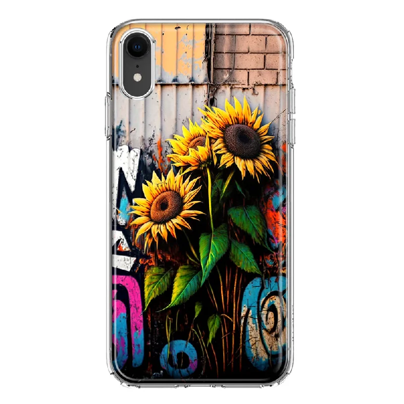 For Apple iPhone XR Sunflowers Graffiti Painting Art Design Hybrid Protective Phone Case Cover