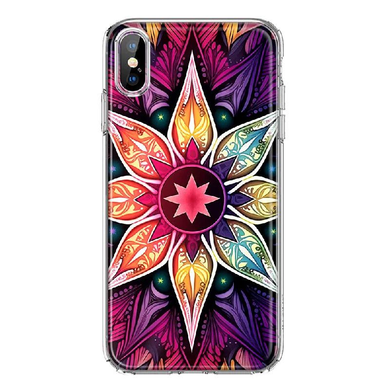 For Apple iPhone XS Max Mandala Geometry Abstract Star Pattern Design Hybrid Protective Phone Case Cover