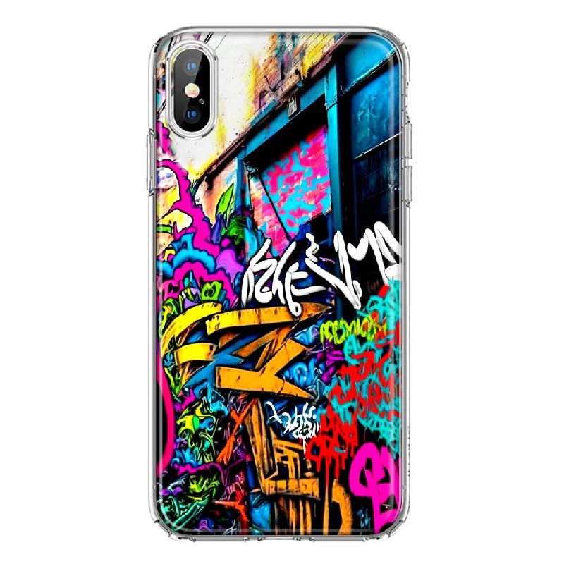 For Apple iPhone XS Max Urban Graffiti Street Art Painting Design Hybrid Protective Phone Case Cover