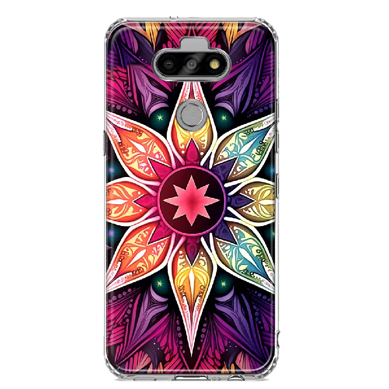 For LG Aristo 5/Phoenix 5/Risio 4 Mandala Geometry Abstract Star Pattern Design Hybrid Protective Phone Case Cover