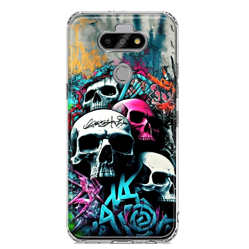 For LG Aristo 5/Phoenix 5/Risio 4 Skulls Graffiti Painting Art Design Hybrid Protective Phone Case Cover