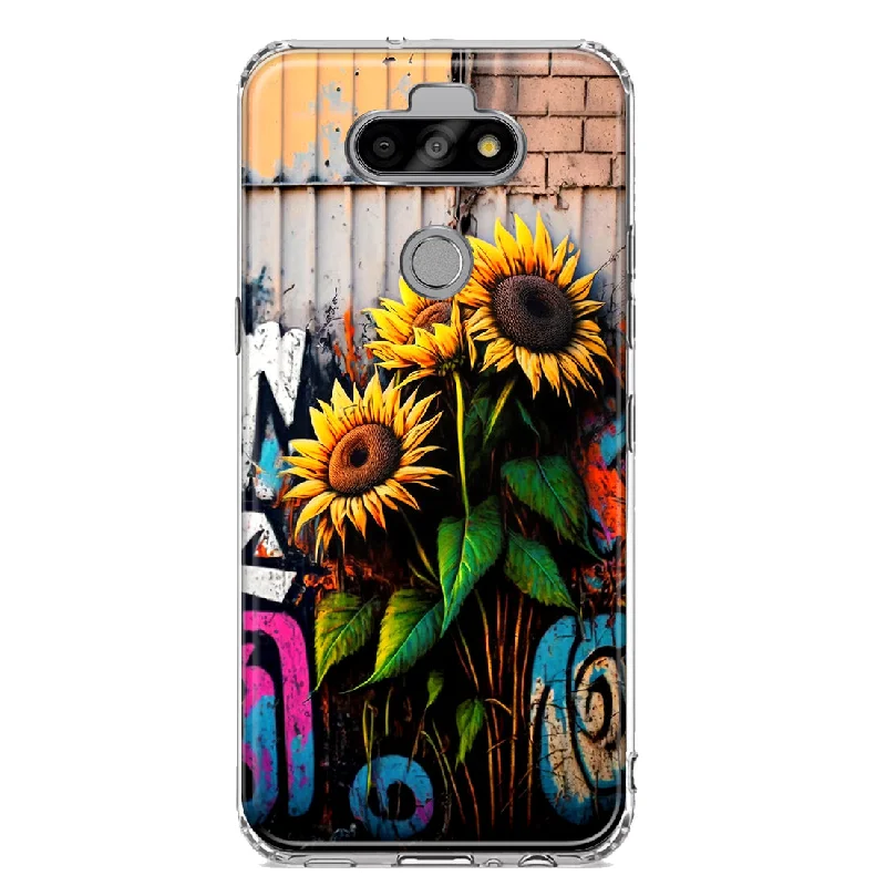 For LG Aristo 5/Phoenix 5/Risio 4 Sunflowers Graffiti Painting Art Design Hybrid Protective Phone Case Cover