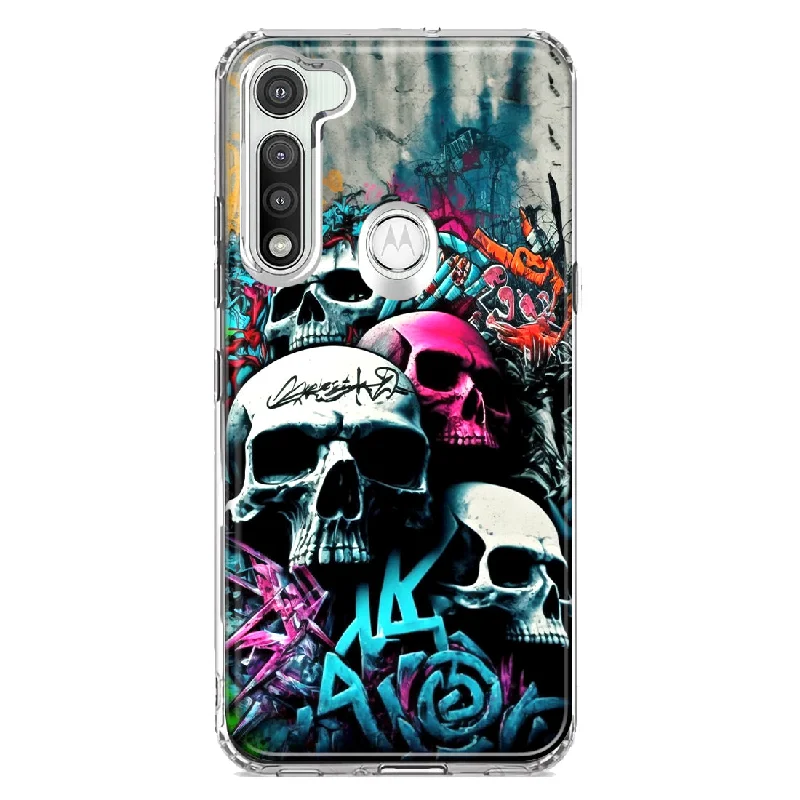 For Motorola Moto G Fast Skulls Graffiti Painting Art Design Hybrid Protective Phone Case Cover