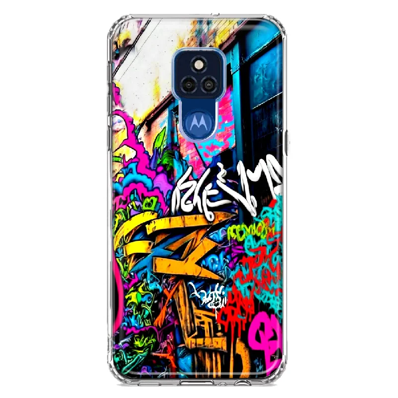 For Motorola Moto G Play 2021 Urban Graffiti Street Art Painting Design Hybrid Protective Phone Case Cover