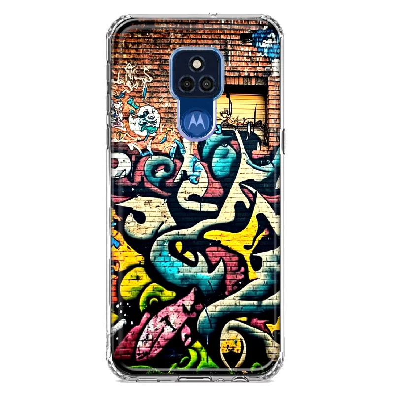 For Motorola Moto G Play 2021 Urban Graffiti Wall Art Painting Design Hybrid Protective Phone Case Cover