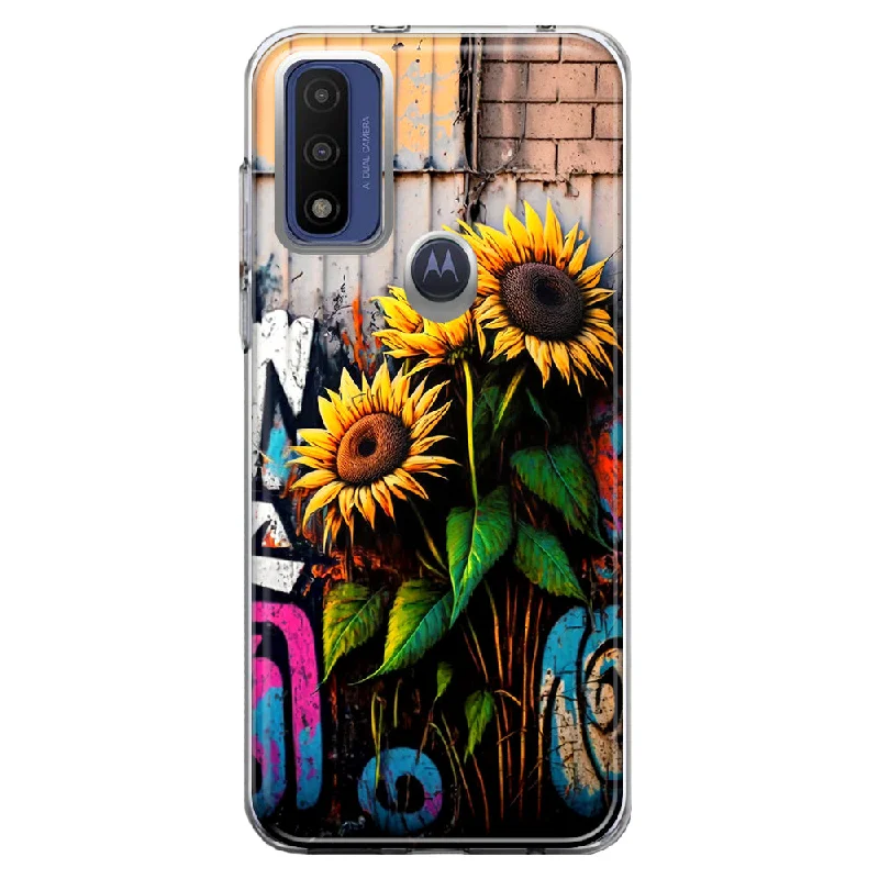 For Motorola Moto G Play 2023 Sunflowers Graffiti Painting Art Design Hybrid Protective Phone Case Cover