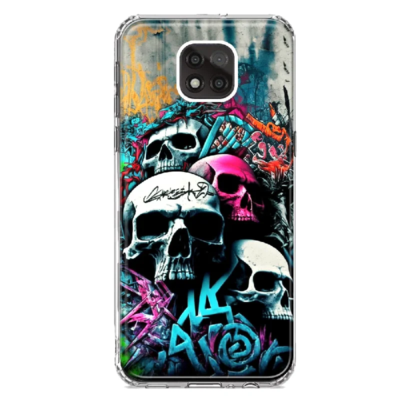 For Motorola Moto G Power 2021 Skulls Graffiti Painting Art Design Hybrid Protective Phone Case Cover