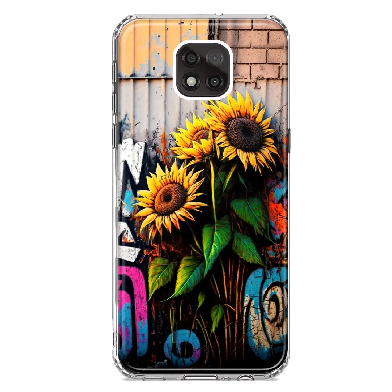 For Motorola Moto G Power 2021 Sunflowers Graffiti Painting Art Design Hybrid Protective Phone Case Cover