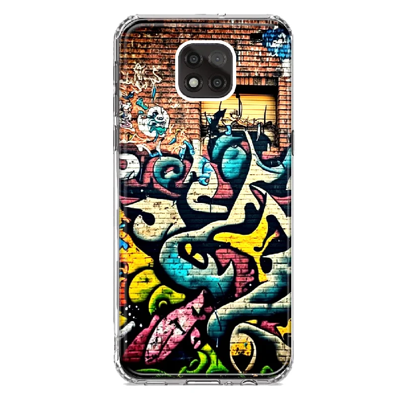 For Motorola Moto G Power 2021 Urban Graffiti Wall Art Painting Design Hybrid Protective Phone Case Cover