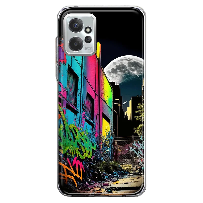 For Motorola Moto G Power 5G 2023 Urban City Full Moon Graffiti Painting Art Design Hybrid Protective Phone Case Cover