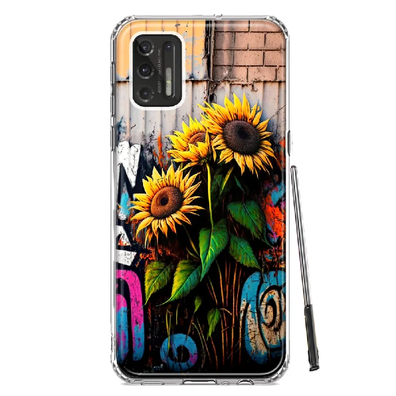 For Motorola Moto G Stylus 2021 Sunflowers Graffiti Painting Art Design Hybrid Protective Phone Case Cover