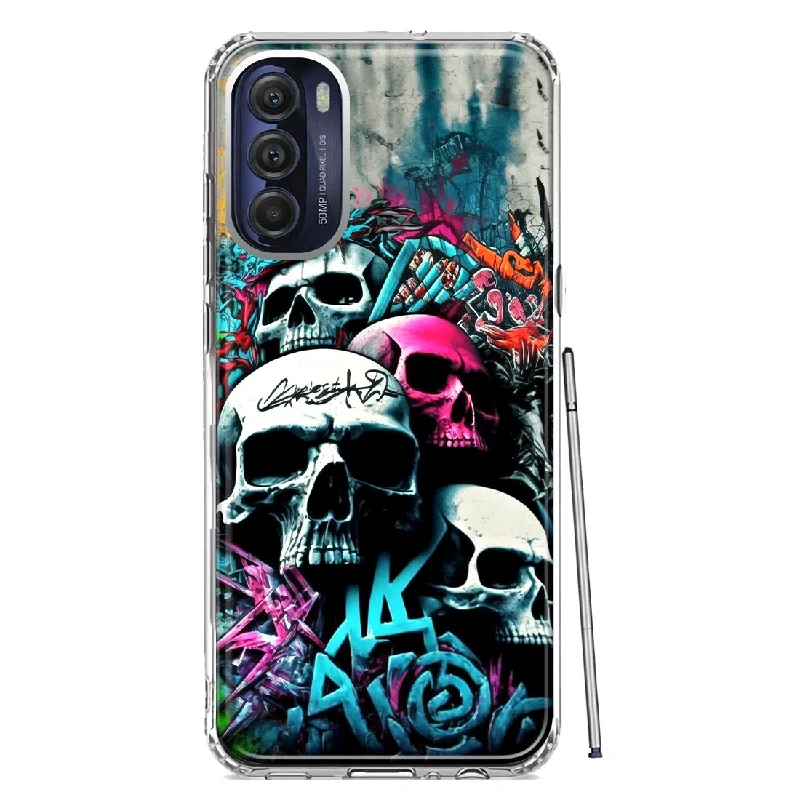 For Motorola Moto G Stylus 5G 2022 Skulls Graffiti Painting Art Design Hybrid Protective Phone Case Cover