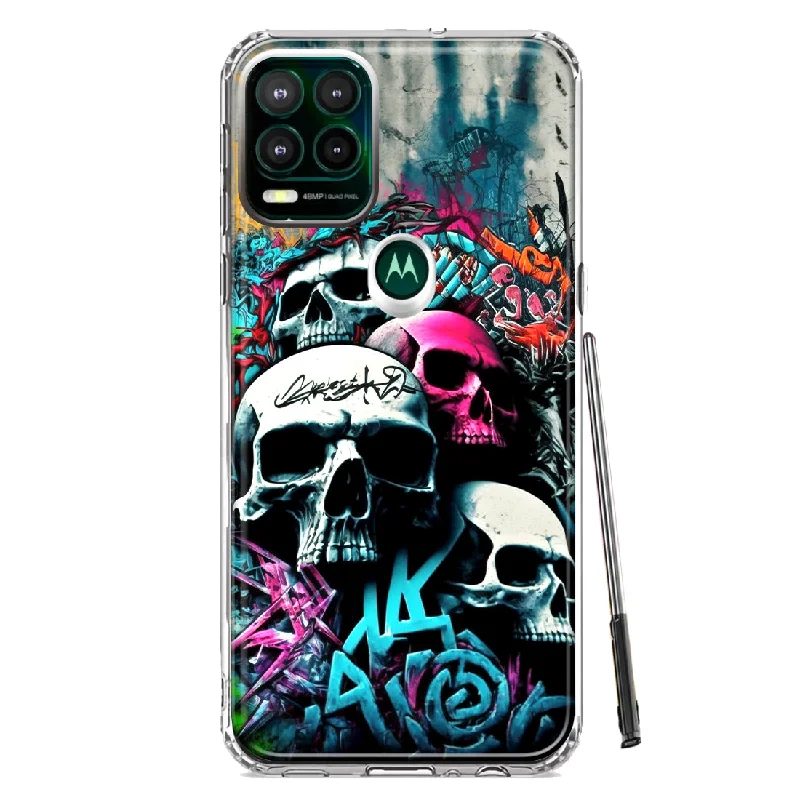 For Motorola Moto G Stylus 5G Skulls Graffiti Painting Art Design Hybrid Protective Phone Case Cover