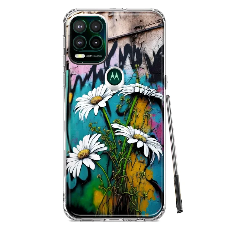 For Motorola Moto G Stylus 5G White Daisies Graffiti Wall Art Painting Design Hybrid Protective Phone Case Cover