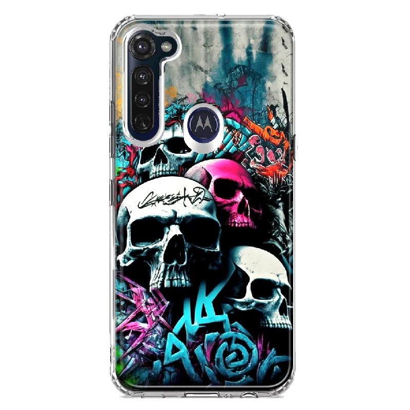 For Motorola Moto G Stylus Skulls Graffiti Painting Art Design Hybrid Protective Phone Case Cover