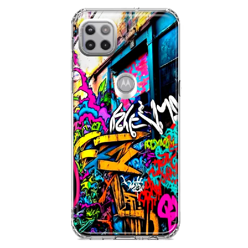 For Motorola One 5G Ace Urban Graffiti Street Art Painting Design Hybrid Protective Phone Case Cover