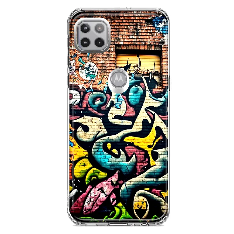 For Motorola One 5G Ace Urban Graffiti Wall Art Painting Design Hybrid Protective Phone Case Cover