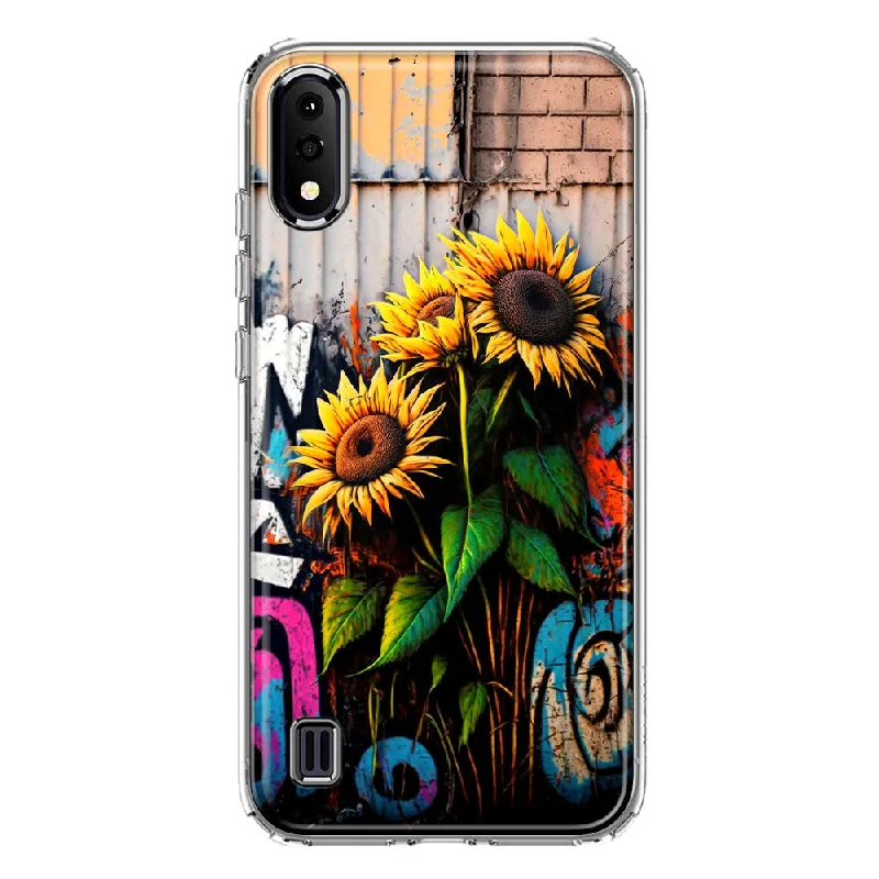 For Samsung Galaxy A01 Sunflowers Graffiti Painting Art Design Hybrid Protective Phone Case Cover