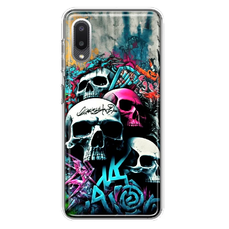 For Samsung Galaxy A02 Skulls Graffiti Painting Art Design Hybrid Protective Phone Case Cover