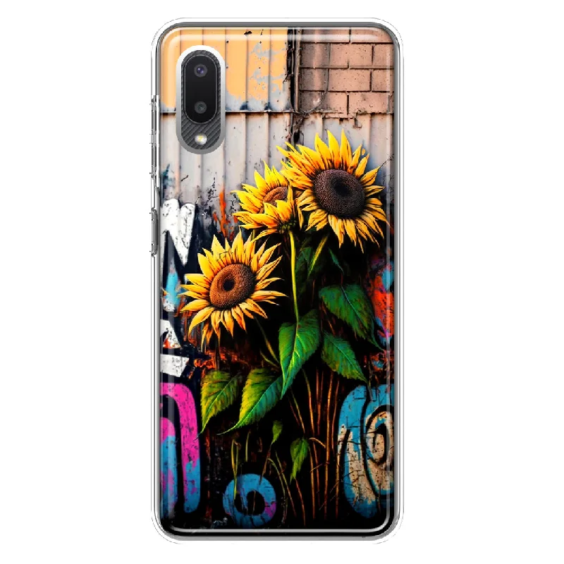 For Samsung Galaxy A02 Sunflowers Graffiti Painting Art Design Hybrid Protective Phone Case Cover