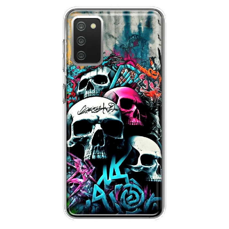 For Samsung Galaxy A02S Skulls Graffiti Painting Art Design Hybrid Protective Phone Case Cover