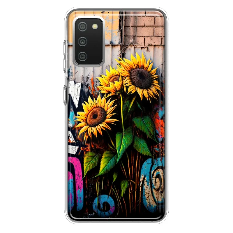 For Samsung Galaxy A02S Sunflowers Graffiti Painting Art Design Hybrid Protective Phone Case Cover