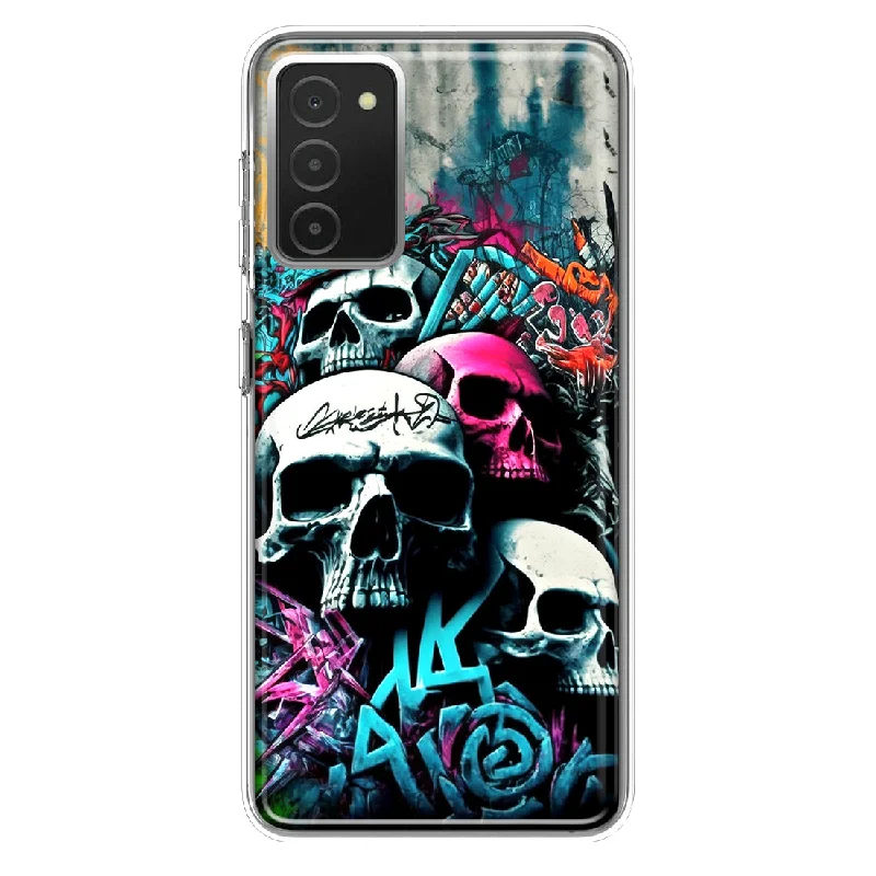 For Samsung Galaxy A03S Skulls Graffiti Painting Art Design Hybrid Protective Phone Case Cover