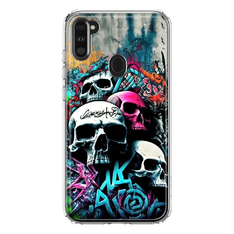 For Samsung Galaxy A11 Skulls Graffiti Painting Art Design Hybrid Protective Phone Case Cover