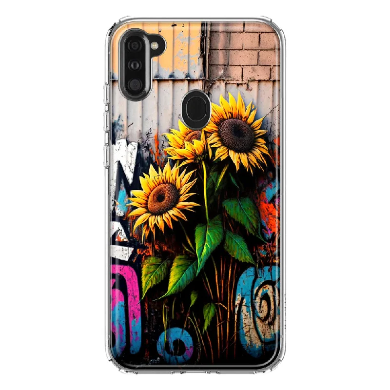 For Samsung Galaxy A11 Sunflowers Graffiti Painting Art Design Hybrid Protective Phone Case Cover