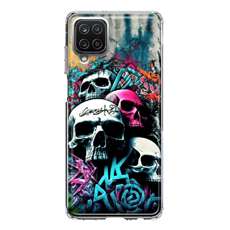 For Samsung Galaxy A12 Skulls Graffiti Painting Art Design Hybrid Protective Phone Case Cover