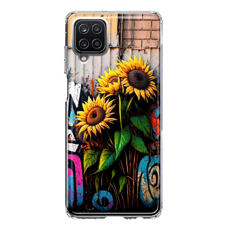 For Samsung Galaxy A12 Sunflowers Graffiti Painting Art Design Hybrid Protective Phone Case Cover