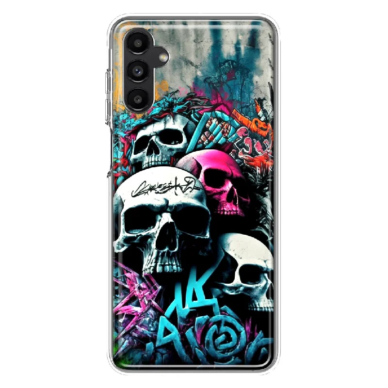 For Samsung Galaxy A13 Skulls Graffiti Painting Art Design Hybrid Protective Phone Case Cover