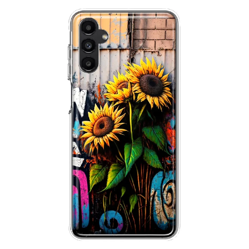 For Samsung Galaxy A13 Sunflowers Graffiti Painting Art Design Hybrid Protective Phone Case Cover