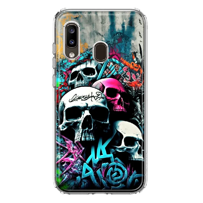 For Samsung Galaxy A20 Skulls Graffiti Painting Art Design Hybrid Protective Phone Case Cover