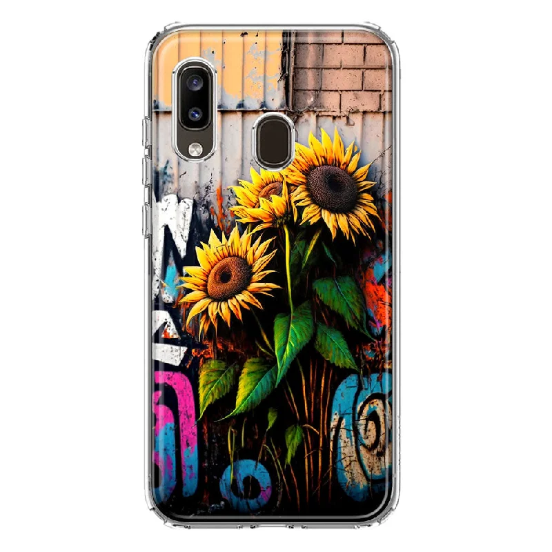 For Samsung Galaxy A20 Sunflowers Graffiti Painting Art Design Hybrid Protective Phone Case Cover