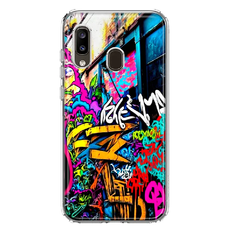 For Samsung Galaxy A20 Urban Graffiti Street Art Painting Design Hybrid Protective Phone Case Cover