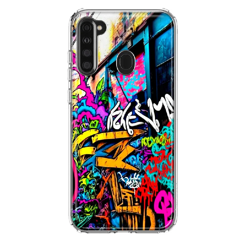 For Samsung Galaxy A21 Urban Graffiti Street Art Painting Design Hybrid Protective Phone Case Cover