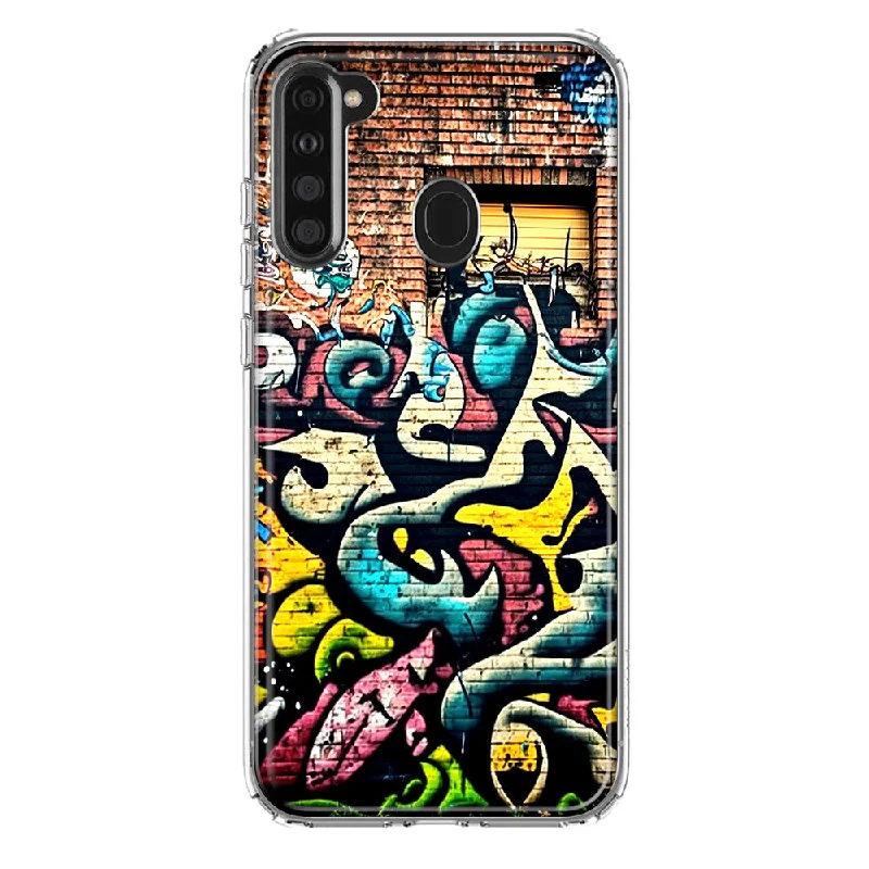 For Samsung Galaxy A21 Urban Graffiti Wall Art Painting Design Hybrid Protective Phone Case Cover