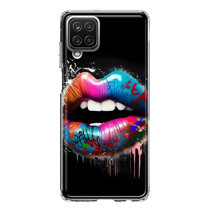 For Samsung Galaxy A22 5G Colorful Lip Graffiti Painting Art Design Hybrid Protective Phone Case Cover