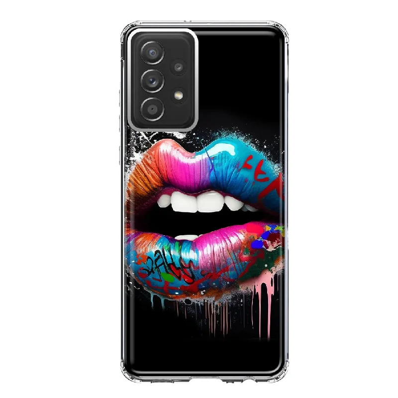 For Samsung Galaxy A31 Colorful Lip Graffiti Painting Art Design Hybrid Protective Phone Case Cover