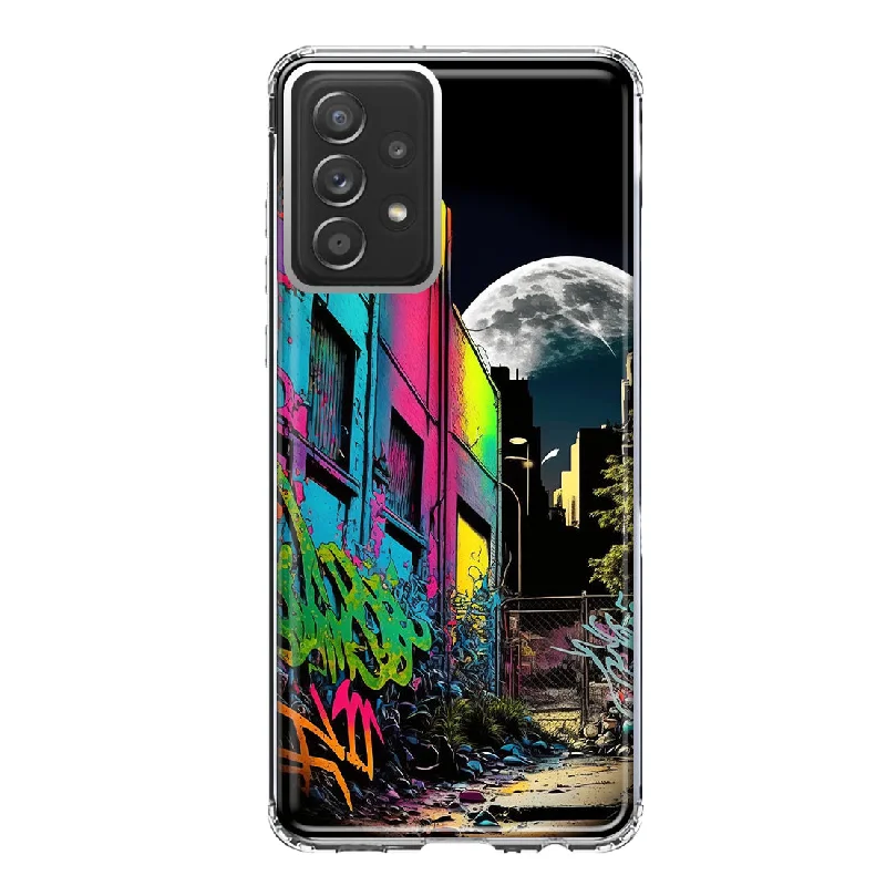 For Samsung Galaxy A31 Urban City Full Moon Graffiti Painting Art Design Hybrid Protective Phone Case Cover