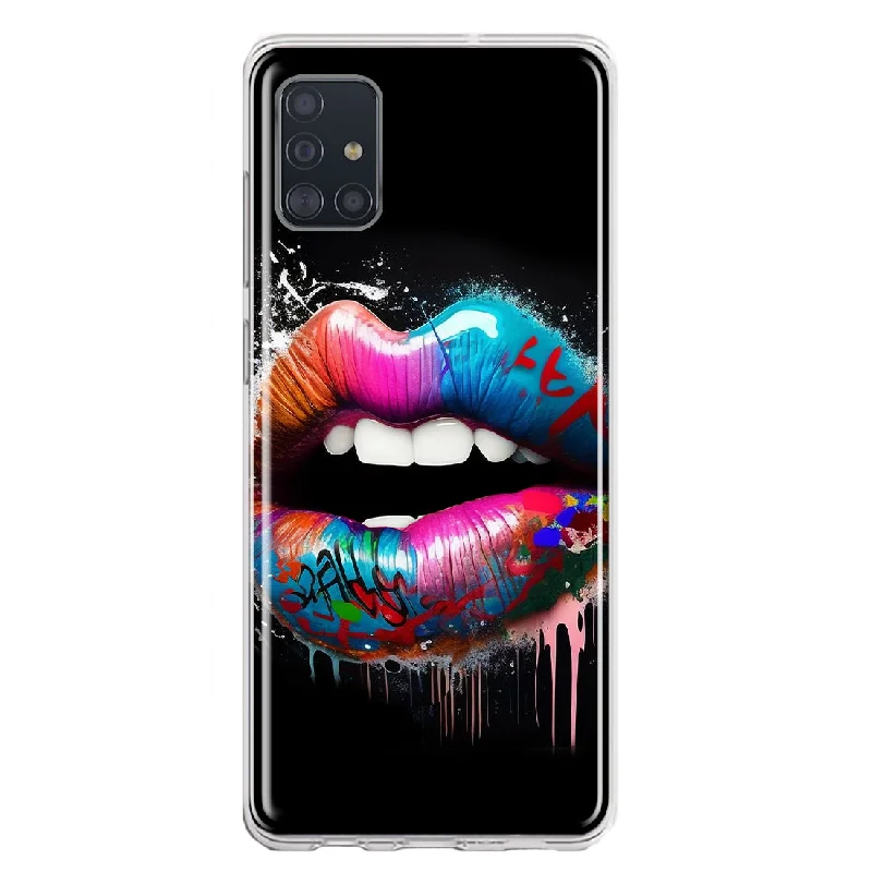 For Samsung Galaxy A51 Colorful Lip Graffiti Painting Art Design Hybrid Protective Phone Case Cover