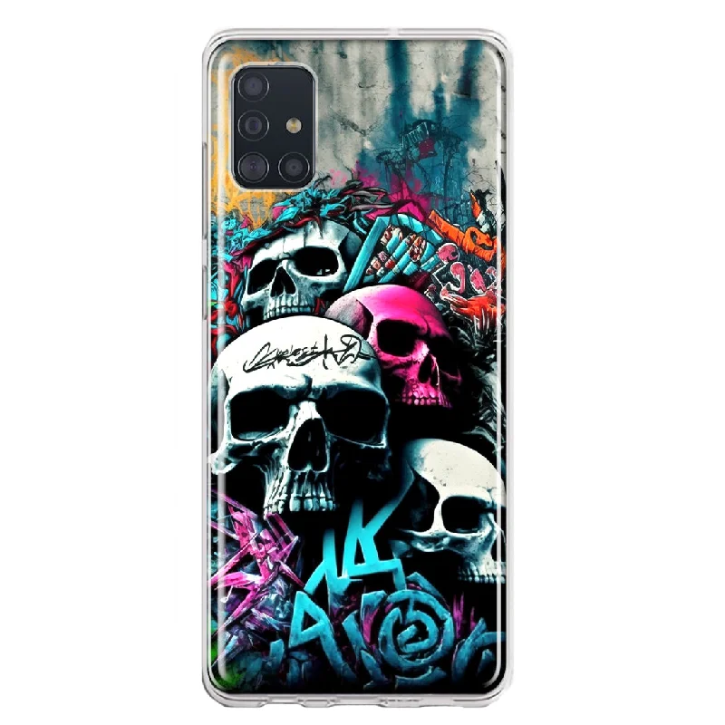 For Samsung Galaxy A51 Skulls Graffiti Painting Art Design Hybrid Protective Phone Case Cover