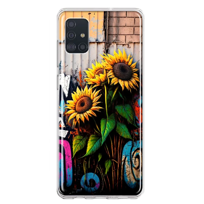 For Samsung Galaxy A51 Sunflowers Graffiti Painting Art Design Hybrid Protective Phone Case Cover