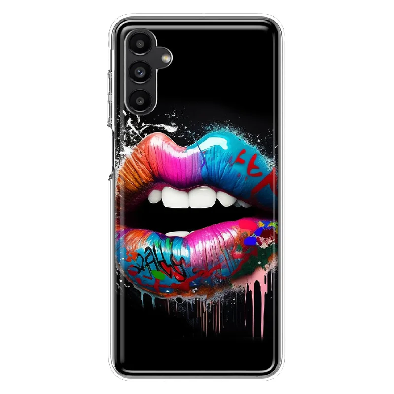 For Samsung Galaxy A54 5G Colorful Lip Graffiti Painting Art Design Hybrid Protective Phone Case Cover