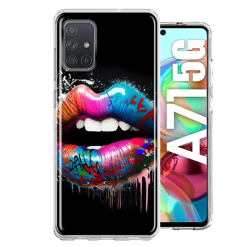 For Samsung Galaxy A71 4G Colorful Lip Graffiti Painting Art Design Hybrid Protective Phone Case Cover