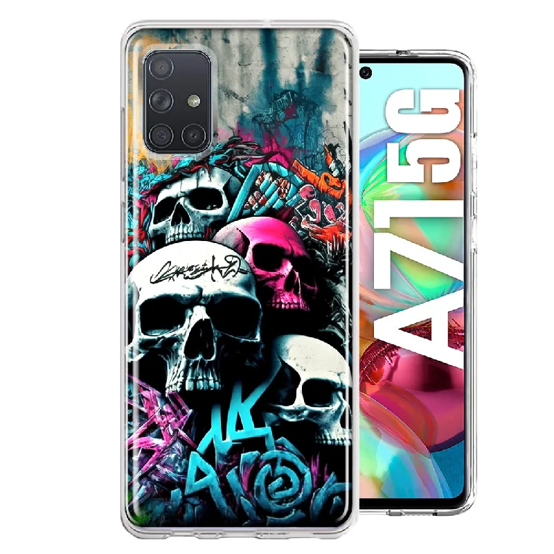 For Samsung Galaxy A71 4G Skulls Graffiti Painting Art Design Hybrid Protective Phone Case Cover